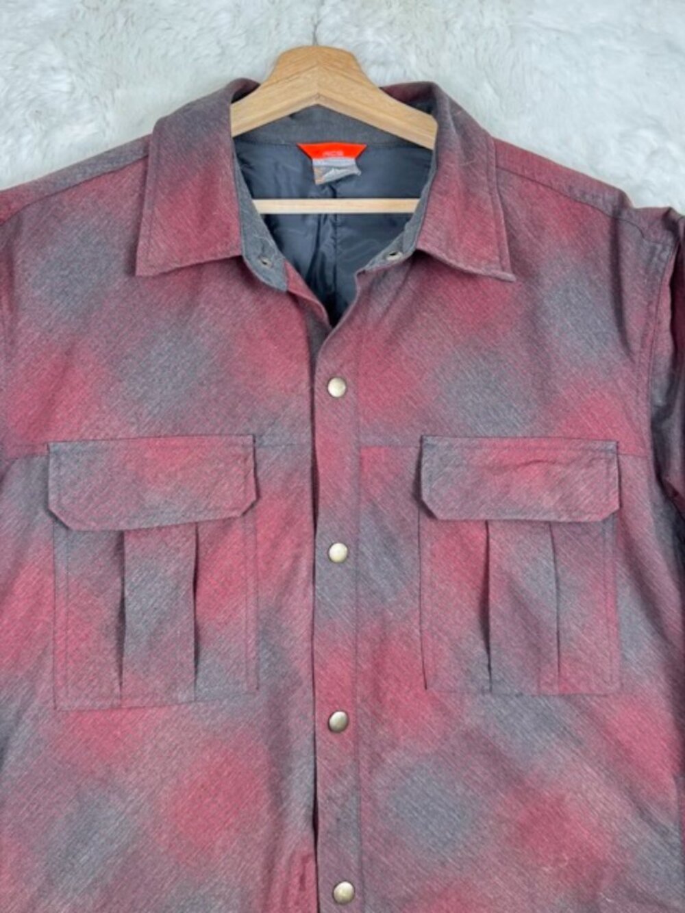 Nike ACG Jacket Mens XL Red Snap Quilt Lined Shacket Hiking Outdoor Vintage